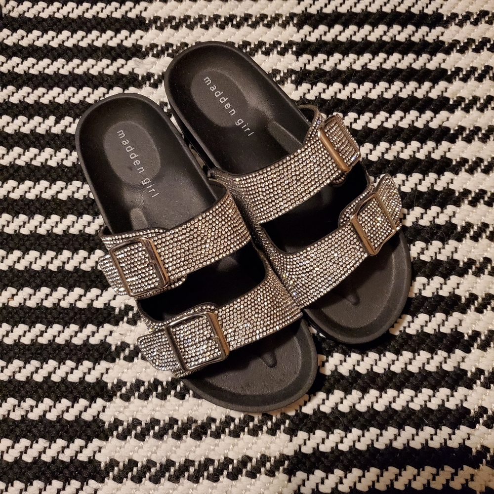 Madden Girl Rhinestone Slides 7